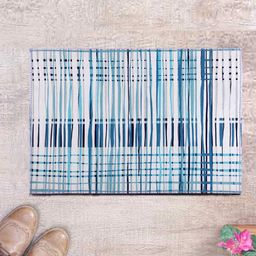 ROMEE White & Blue Printed Anti-Skid Doormat-46