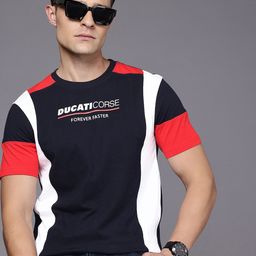 Ducati Brand Logo Colourblocked Pure Cotton T-shirt-image-65