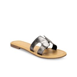 Eske Women Grey Solid Leather Open Toe Flats-30