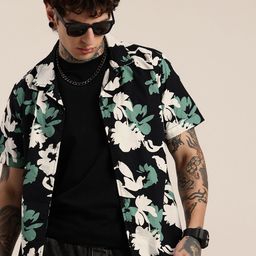 HERE&NOW Pure Cotton Floral Printed Opaque Casual Shirt-image-92