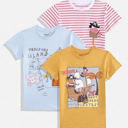 NEXT Boys Set of 3 Pure Cotton Printed & Striped T-shirt-image-85
