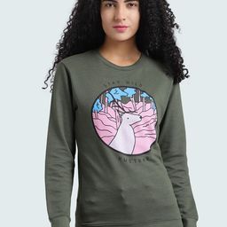 Huetrap Women Olive Green Printed Sweatshirt-image-78