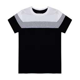 Luke & Lilly Boys Black & Grey Colourblocked Round Neck T-shirt-image-2