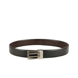 ZEVORA Men Black Textured Reversible Belt-image-58