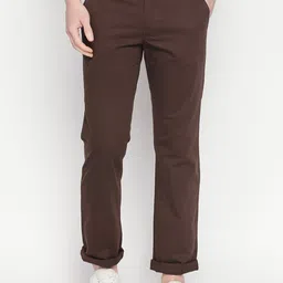 Basics Men Coffee Brown Tapered Fit Solid Regular Trousers-image-58