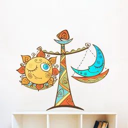 rawpockets Multicolour PVC Libra Sun and Moon Wall Stickers 85cm X 95cm-image-42