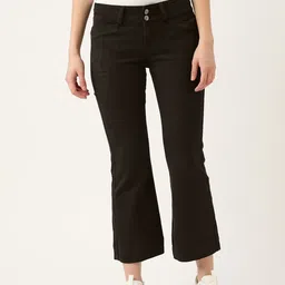 BROOWL Women Black Pure Cotton Solid Bootilicious Bootcut Jeans-image-60