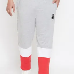 bigbanana Plus Size Men Grey  Red Colourblocked Straight-Fit Track Pants-image-65