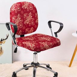 Cortina Set Of 8 Red & Beige Ethnic Motifs Printed Chair Covers-4
