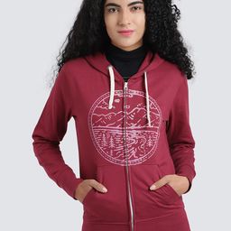 Huetrap Women Maroon Printed Hooded Sweatshirt-image-92