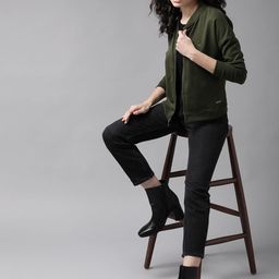 Roadster Women Olive Green Solid Sweatshirt-41