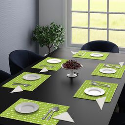 Saral Home Set of 6 Green & White Printed Table Placemats-29