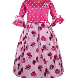 Wish Karo Girls Pink Printed Fit and Flare Dress-picture-33