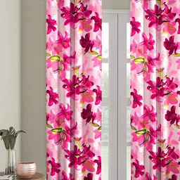 Cortina Pink Single Printed Long Door Curtain-picture-1