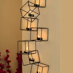 Homesake Black Metal Tea Light Wall Mounted Candle Holder-picture-44