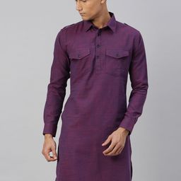 Kryptic Men Purple Pathani Kurta-image-33
