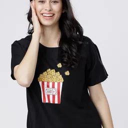 Tokyo Talkies Black & Red Printed Lounge Top-picture-8