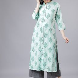 Vishudh Women Green Floral Printed Straight Kurta-image-59