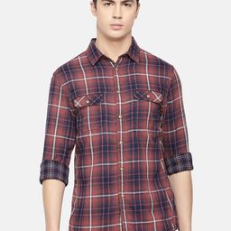 Celio Men Red & Black Regular Fit Checked Casual Shirt-picture-8
