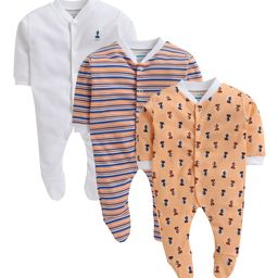 BUMZEE Infant Boys Pack Of 3 Printed Cotton Sleepsuits-image-61