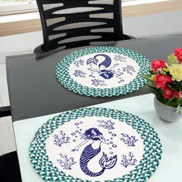 Saral Home Set of 2 Green & Blue Printed Table Placemats-27