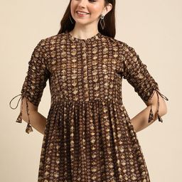 Anouk Floral Printed Pleated Anarkali Kurti-image-58