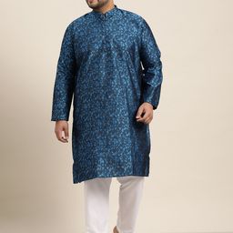 SOJANYA PLUS Men Blue & White Printed Kurta with Pyjama-picture-50