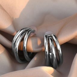 JOKER & WITCH Silver Circular Hoop Earrings-image-9