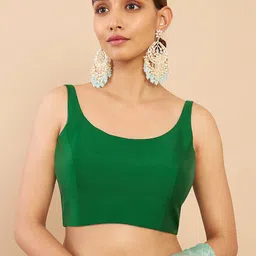Soch Women Green Solid Readymade Saree Blouse-picture-48