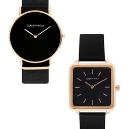 JOKER & WITCH Black & Rose-Gold Toned Iris & Barry Couple Watch Gift Set JWCW201-image-49