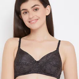 Clovia Black Printed Non-Wired Lightly Padded T-shirt Bra BR1277N1336E-picture-46