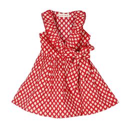 My Little Lambs Girls Red Printed Wrap Dress-image-46