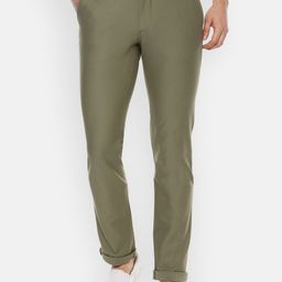 Louis Philippe Sport Men Olive Green Slim Fit Solid Regular Trousers-image-11