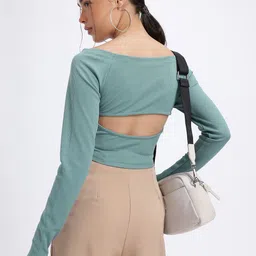 glitchez Peak-a-Boo Cut Out Detail Ribbed Crop Top-24