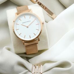 JOKER & WITCH Women White & Rose Gold-Toned Angelite Love Triangle Gift Set JWLT229-image-67