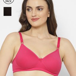 Floret Black & Magenta Solid Set of 2 Everyday Bra T3052_Black-Magenta-49