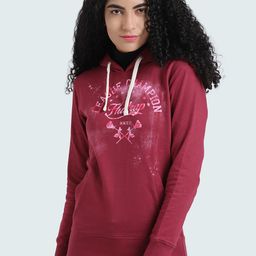 Huetrap Women Maroon Printed Hooded Sweatshirt-image-93