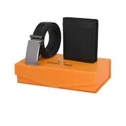 Pacific Gold Men Black Genuine Leather Autolock Belt & Wallet Gift Set-image-31