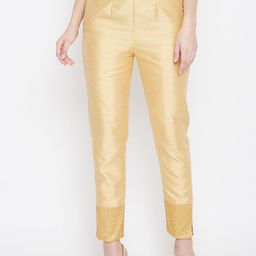 Clora Creation Women Beige Regular Fit Solid Cigarette Trousers-image-24