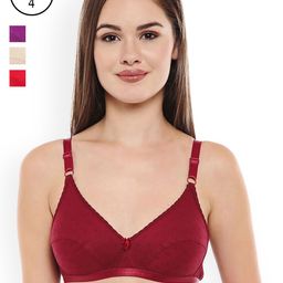 Bodycare Pack of 4 Assorted Solid Non-Wired Non Padded Everyday Bras E1507DPUMHRES-124