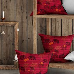 BIANCA Red & Orange Set of 3 Ethnic Motifs Square Cushion Covers-20