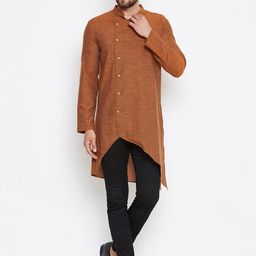 even Men Brown Woven Design Straight Kurta-image-60
