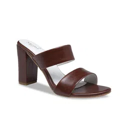 Misto Women Brown Solid Block Heels-image-55