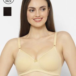 Floret Pack Of 2 Solid Non-Wired Lightly Padded Push-Up Bra T3052-picture-25