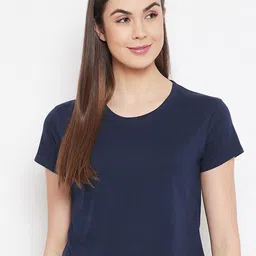 Clovia Women Clovia Chic Basic Cropped Pure Cotton Lounge T-Shirt-image-31