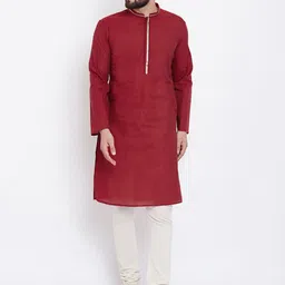even Men Maroon Solid Straight Kurta-image-40