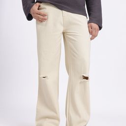 glitchez Men Effortless Flair Pure Cotton Low-Distress Wide Leg Jeans-image-57