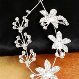 AQUASTREET Silver-Toned  Floral Design Embellished Hairband-image-10