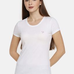 TWIN BIRDS Women White Slim Fit Solid Round Neck Pure Cotton T-shirt-image-72