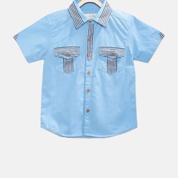 TONYBOY Boys Blue Regular Fit Solid Casual Shirt-image-101